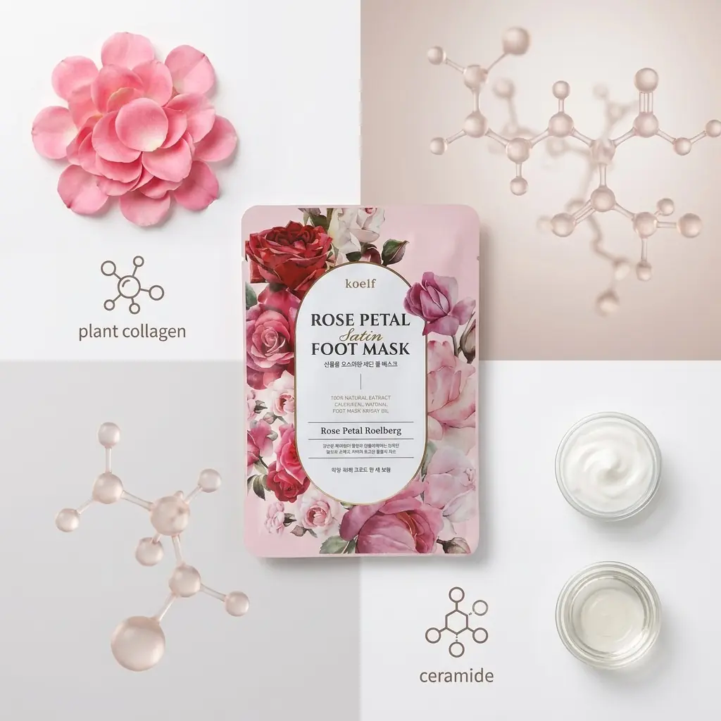 KOELF Rose Petal Foot Mask — Peptit ve kolajen