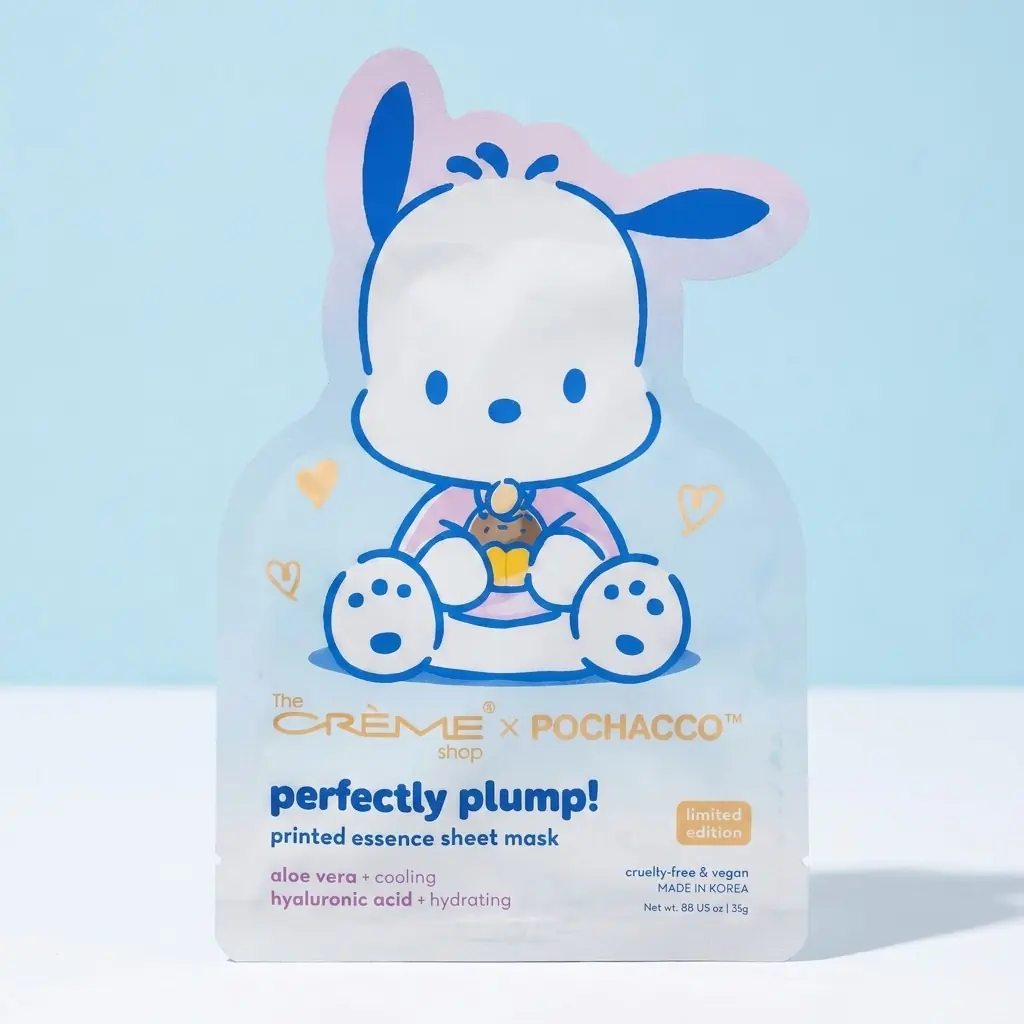 The Creme Shop Sanrio Pochacco Printed Essence Sheet Mask Perfectly Plump — Kore orijinal, PRIMO+ güvencesi