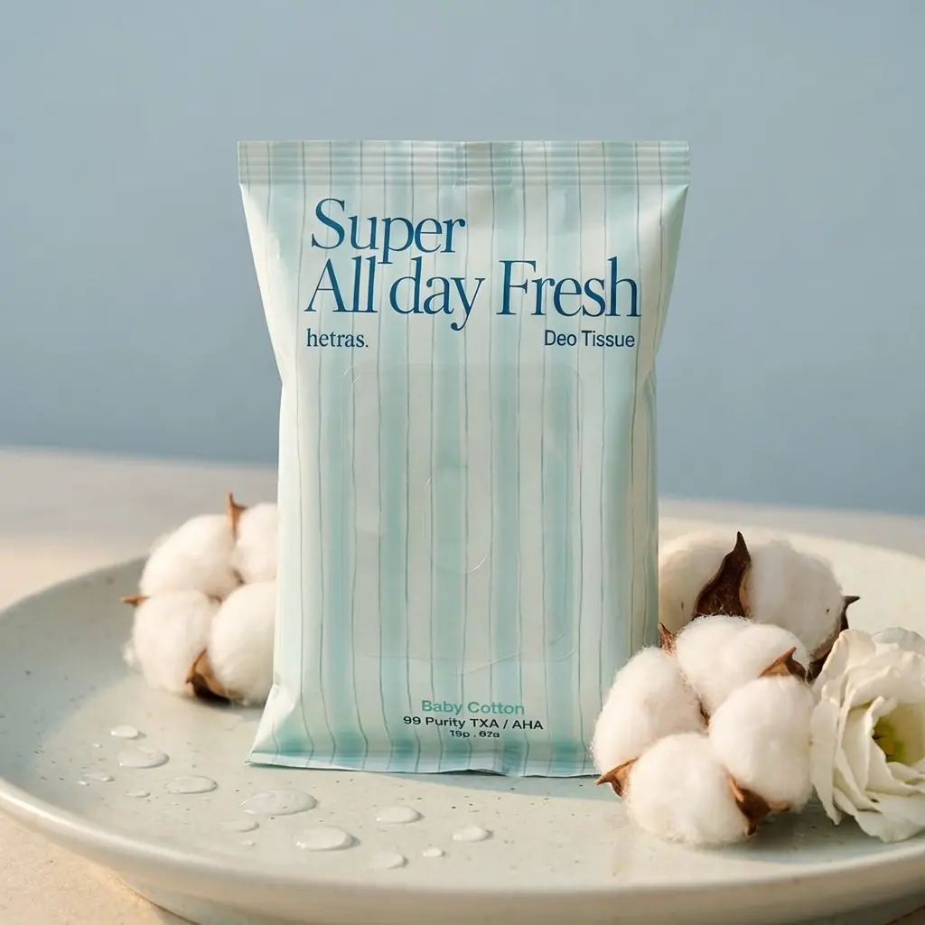 hetras Super All Day Fresh Deo Tissue 15 pcs · Baby Cotton — Çantanızda ferahlık