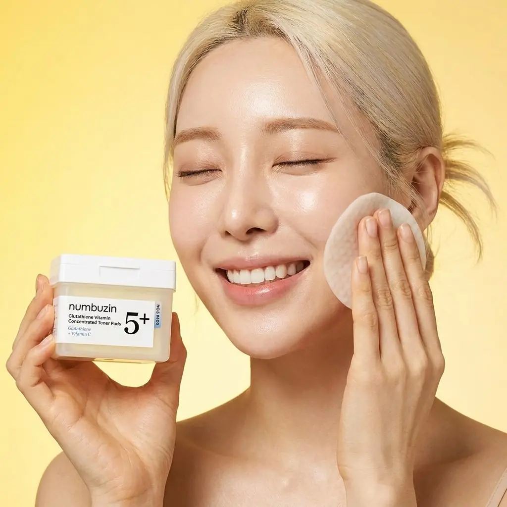 Numbuzin No.5+ Glutathione Vitamin Concentrated Toner Pads 70 pcs — Çift taraflı akıllı tasarım