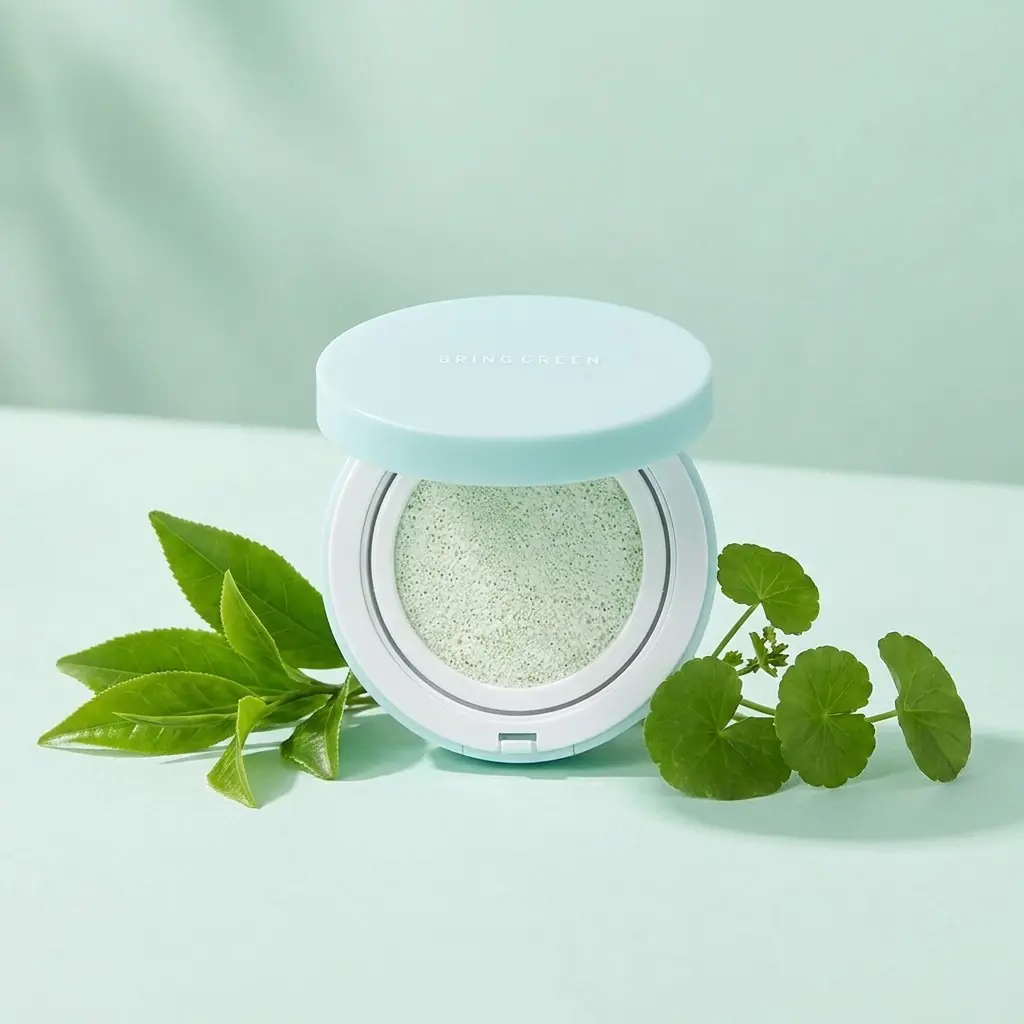 Bring Green Tea Tree Cica Tone Up Sun Cushion 15G — Çay ağacı + cica