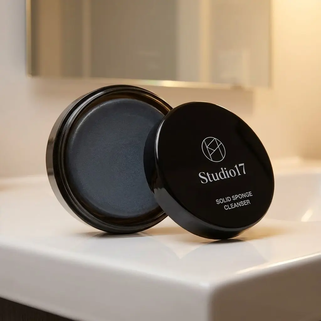 STUDIO17 Brush & Puff Cleanser — Charcoal & bitkisel yağ