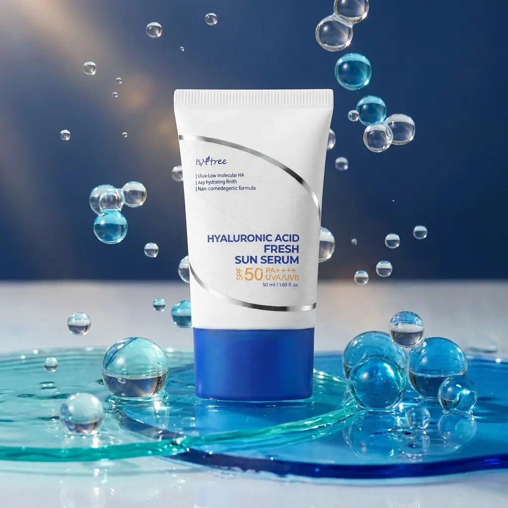 ISNTREE Hyaluronic Acid Fresh Sun Serum 50ml — Hyaluronik asit, çinko, ectoine