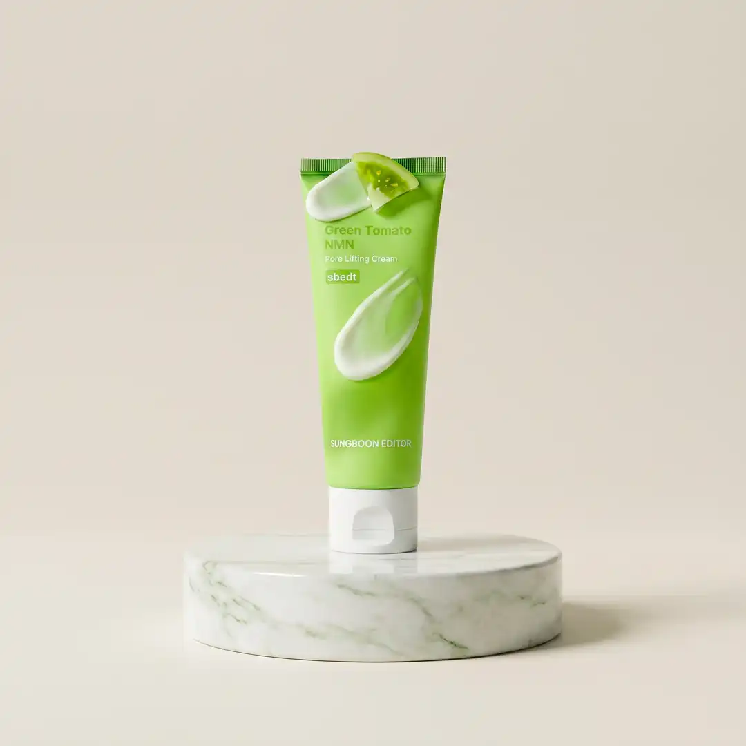 Sungboon Editor Green Tomato NMN Pore Minimizing Cream 50ml — İnce bir kat, dengeli cilt.