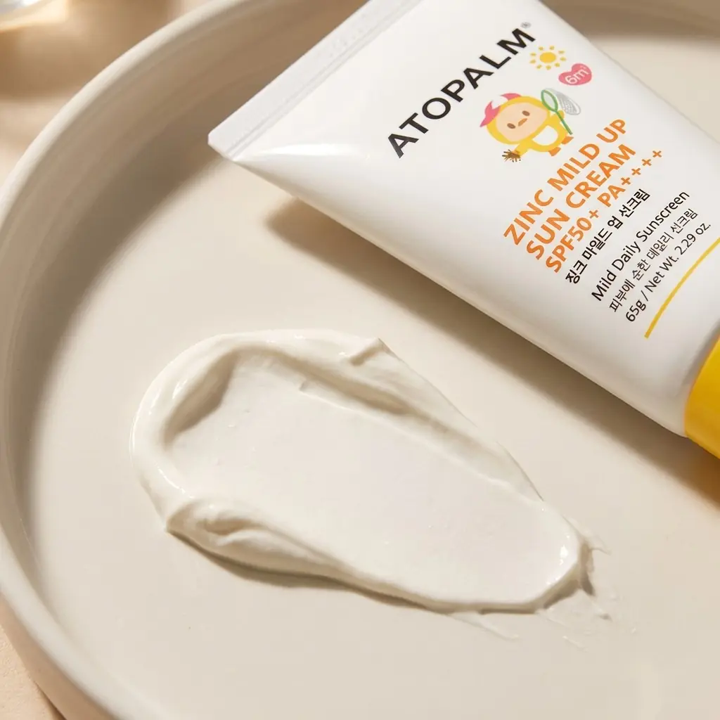 ATOPALM Zinc Mild Up Sun Cream SPF50+ PA++++ 65g — Yumuşak, kolay yedirilen doku