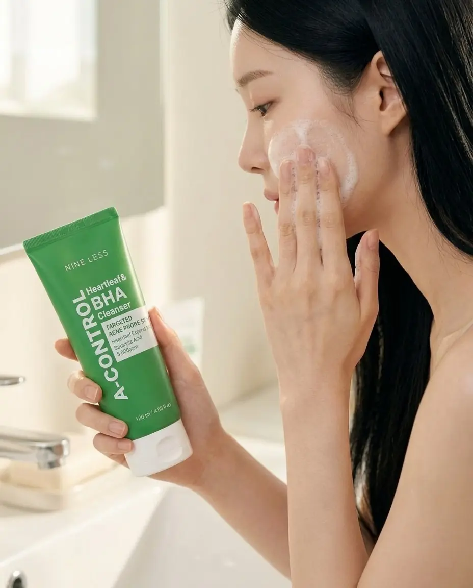 NINE LESS A Control Heartleaf & BHA Cleanser 120ml — Sabah-Akşam İlk Adım