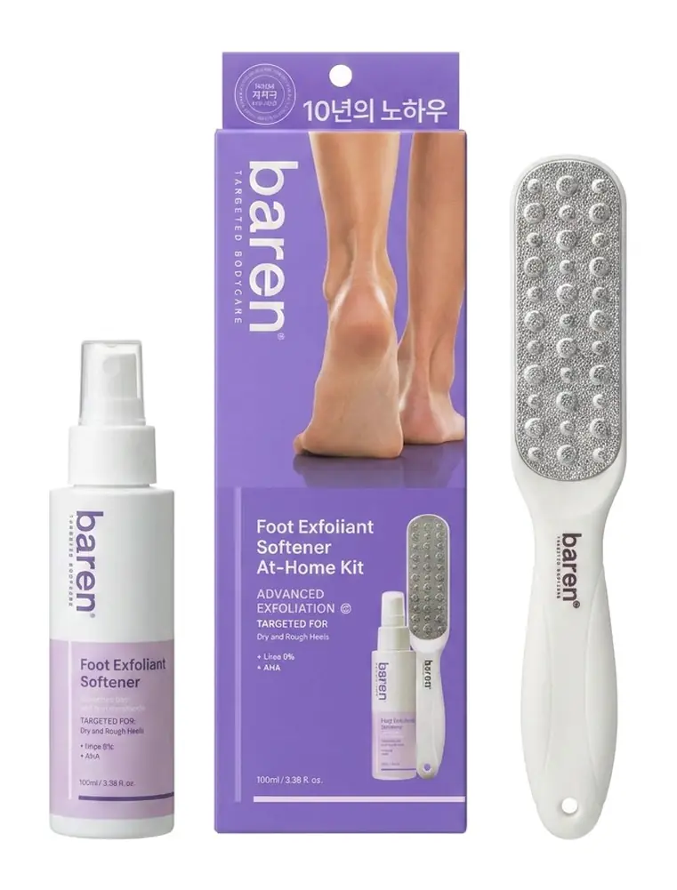 BAREN Callus Remover Kit for Feet: Foot File & Peeling Foot Spray