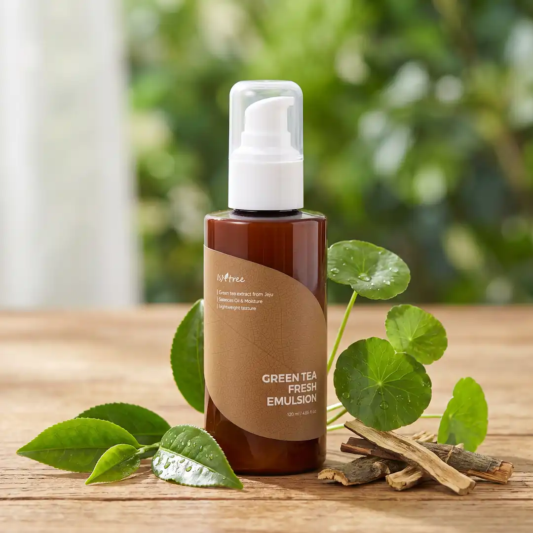 ISNTREE Green Tea Fresh Emulsion 120ml — Sebum dengesine destek