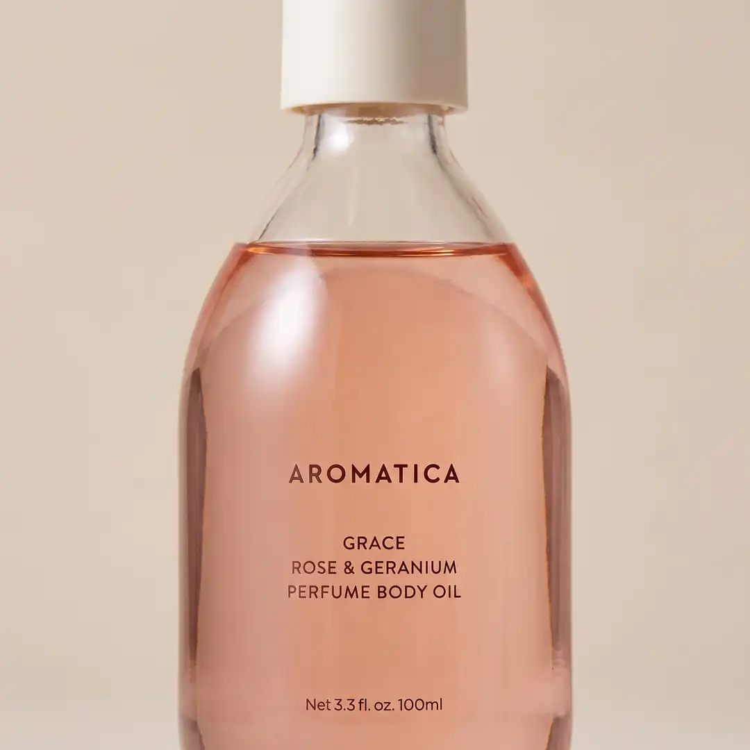 Aromatica Grace Perfume Body Oil Rose & Geranium 100ml — Akıcı yağ dokusu