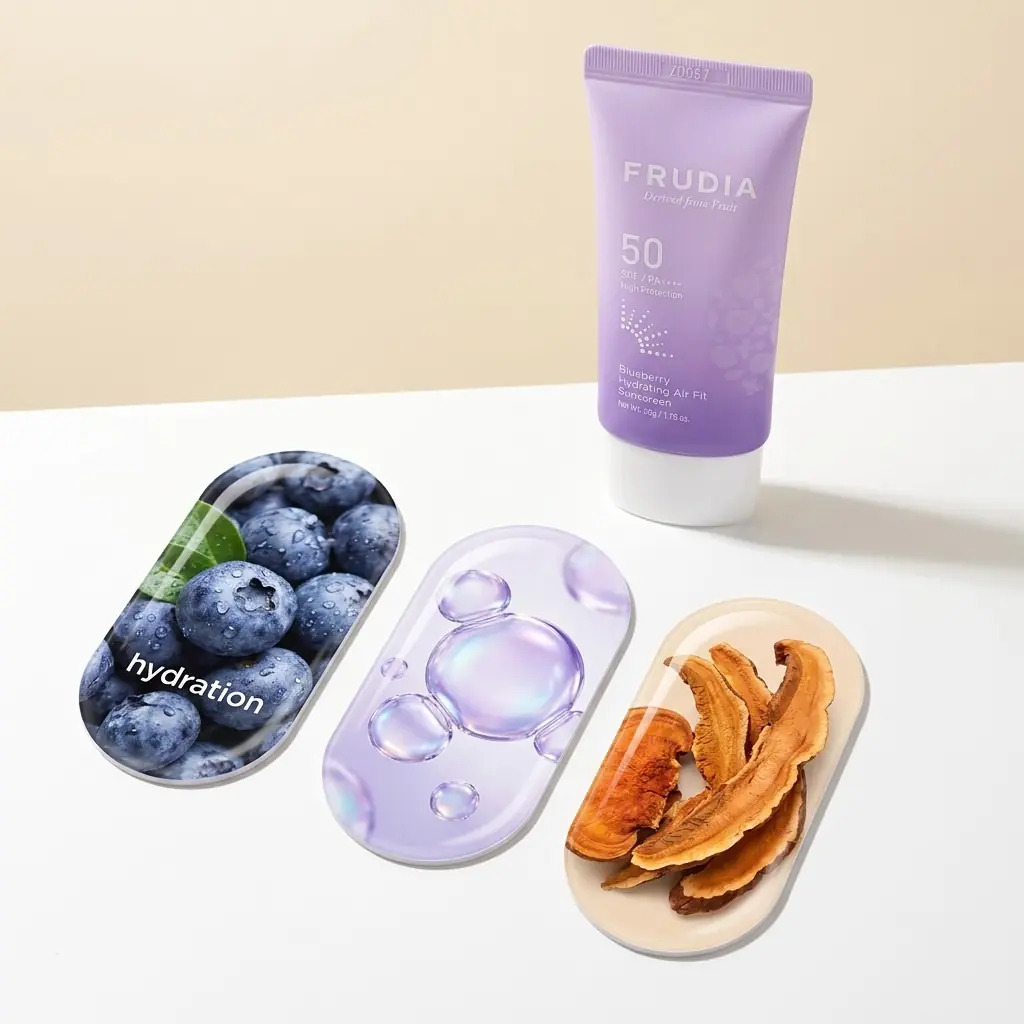 Frudia Blueberry Hydrating Air Fit Sunscreen 50g — Nem ve yatıştırma desteği