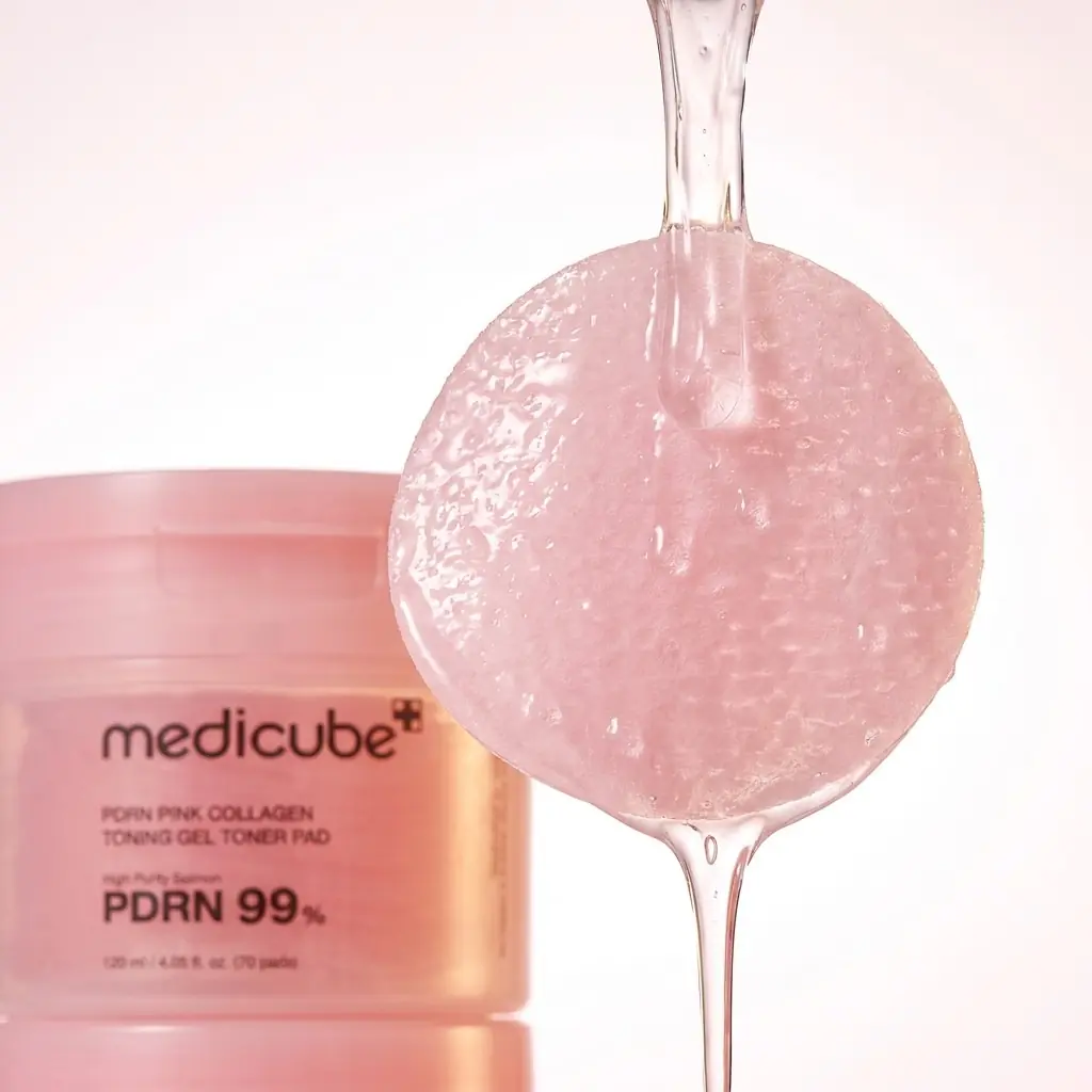 Medicube PDRN Pink Collagen Toning Gel Toner Pad 70 pcs — Saf PDRN bakımı