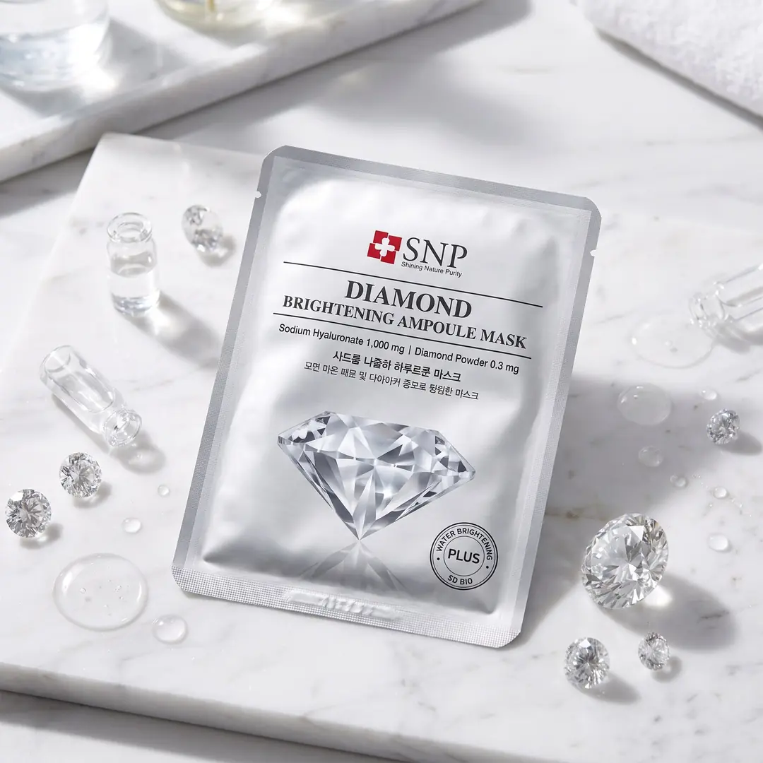 SNP Diamond Water Brightening Ampoule Mask 10 pcs — Donuk görünüme tazelik