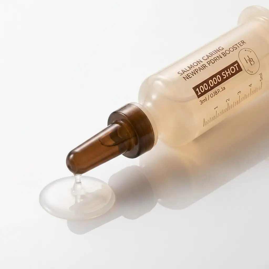Heveblue Salmon Caring Centella New Pair PDRN Booster 100,000 Shot Essence — Hafif, hızla emilen doku