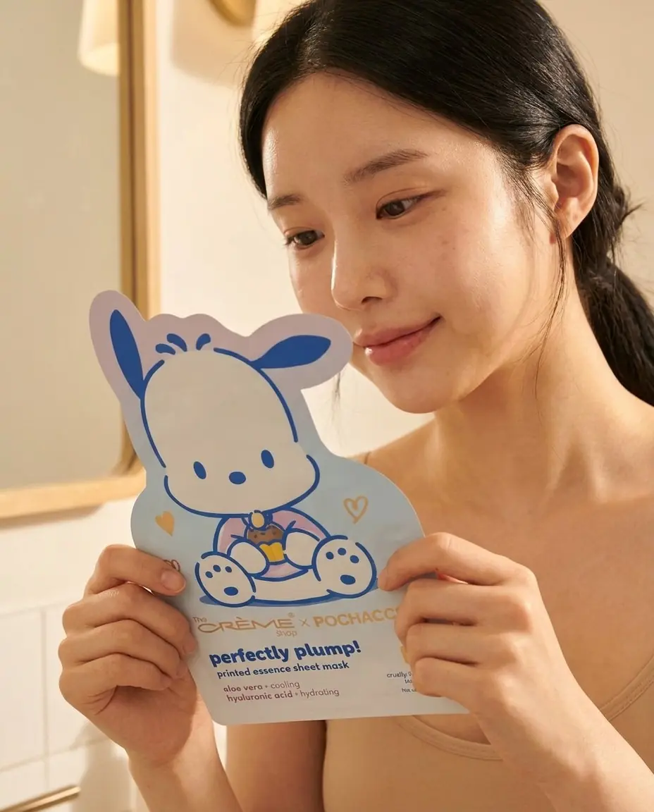 The Creme Shop Sanrio Pochacco Printed Essence Sheet Mask Perfectly Plump — 15 dakikalık bakım anı