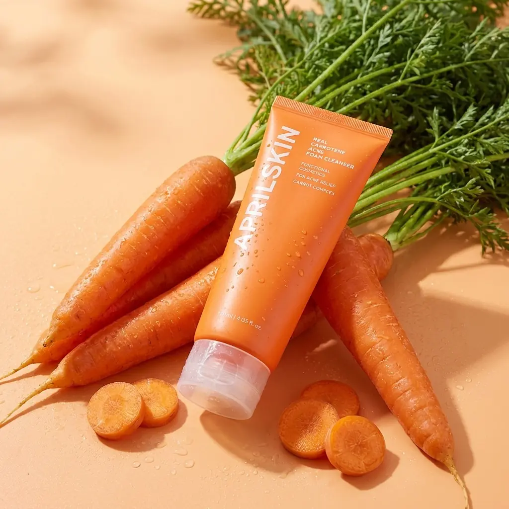 APRIL SKIN Real Carrotene Acne Foam Cleanser 120g — Havuç ve Beta-Karoten