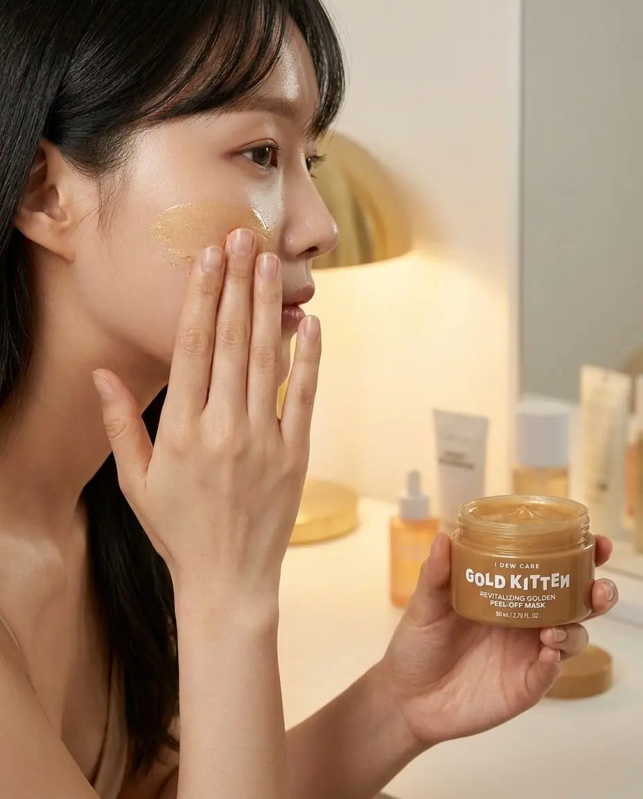 I DEW CARE Gold Kitten Revitalizing Golden Peel-Off Mask 80ml — Pürüzsüz, taze bitiş