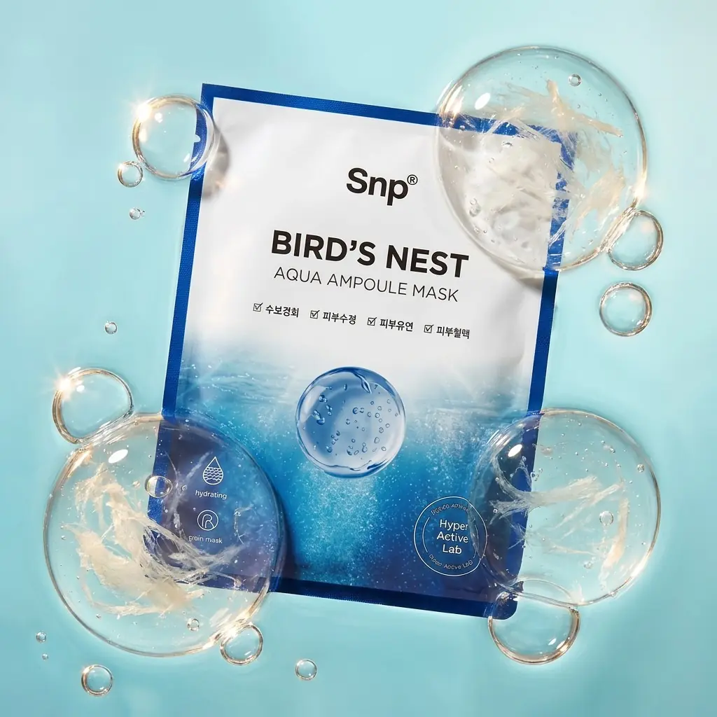 SNP Bird's Nest Aqua Ampoule Mask Ver.7 10 pcs — Hyalüronik asit + seramid