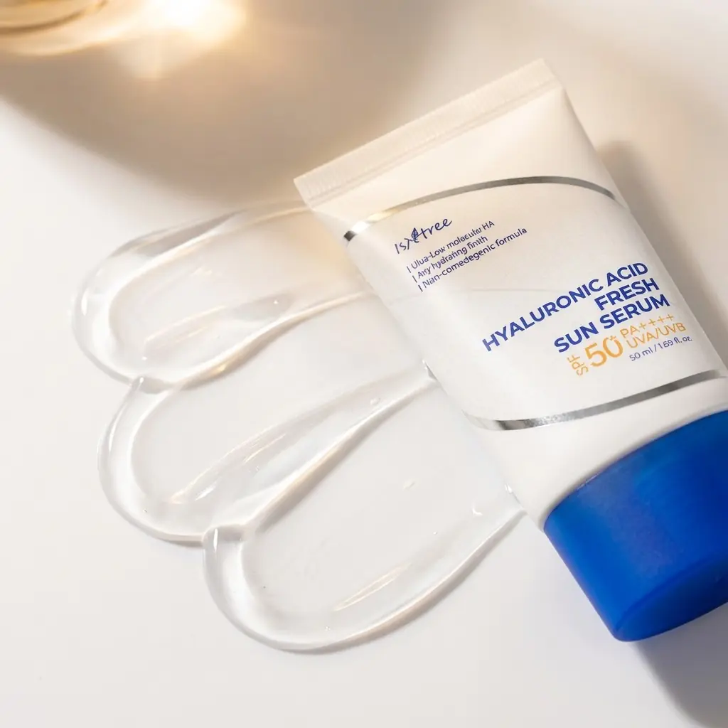ISNTREE Hyaluronic Acid Fresh Sun Serum 50ml — Akneye eğilimli cilde uygun